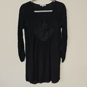 Purple Snow Black Long Sleeve Dress